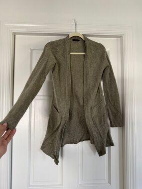 ATM  Olive Gray Green Open-Front Knit Cardigan